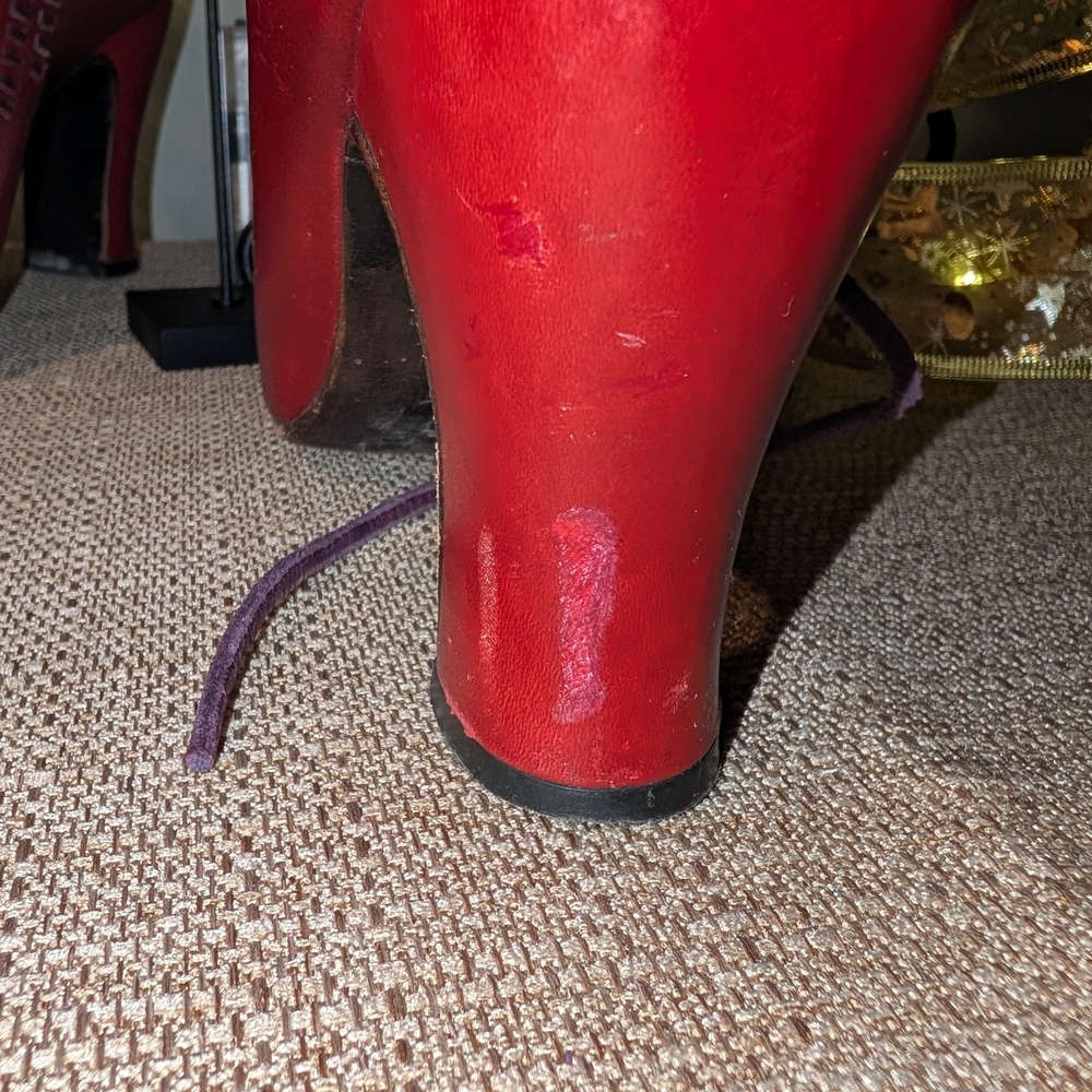 John Fleuvog Red Lace-Up Heels - Picture 15 of 16